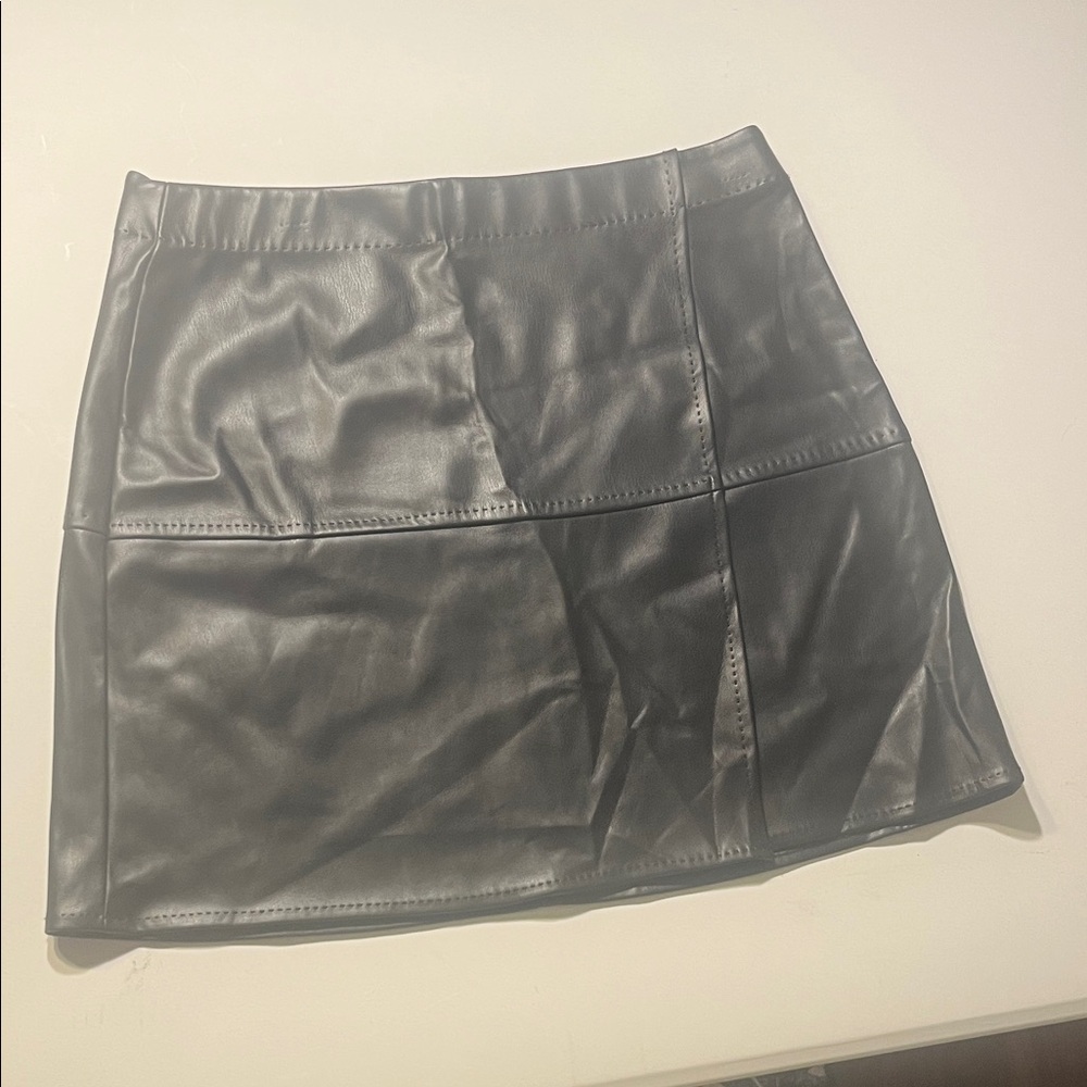 Max Studio Black Leather Mini Skirt